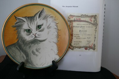 Veneto Flair Persian Cat Plate Italian Art Pottery Vincente Tiziano 1974 VTG