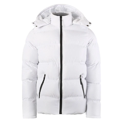 Mens Thickened Waterproof Coat Winter Hooded Full Zip Solid Color Padded Jackets - Picture 7 of 19