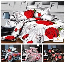 Ensemble complet literie effet 3D 1 housse de couette 2 taies d'oreiller et 1 drap housse 