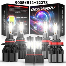 For Toyota Highlander 2011-2013 LED Headlight Hi/Lo Beams + Fog Light Bulbs Kit