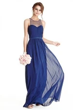 fashion evening prom bridesmaids party  Beige long dress size L NWT