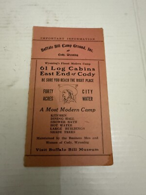 C.1940's Buffalo Bill Camp Ground Inc. Brochure Cody Wyoming