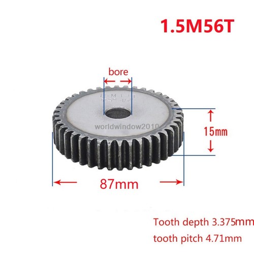 45# Ingranaggio a Spurone Acciaio 1.5M12T-60T Metal Mod 1.5 Pignone Ingranaggio 12-60 Denti Moter Gear - Foto 57 di 61