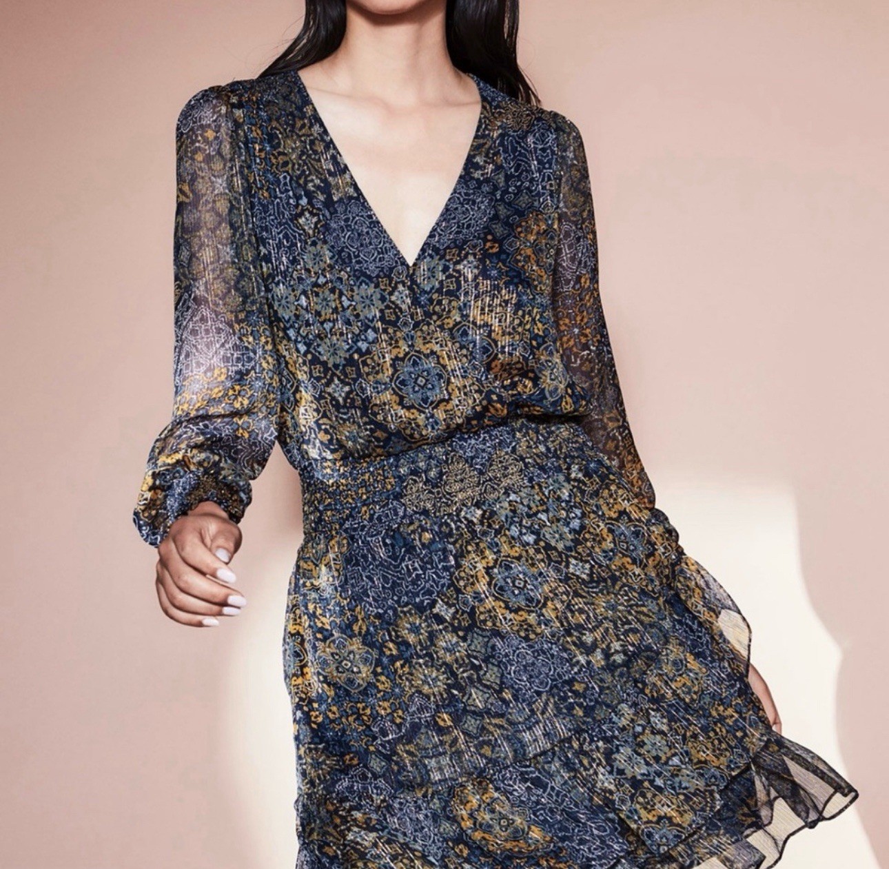 Michael Kors Patchwork Dress Size Medium Navy - image 2