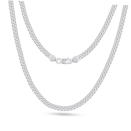 925 Sterling Silver Clasp 3/5/6MM Cuban Link Chain 30 Inches Shiny Silver 5MM