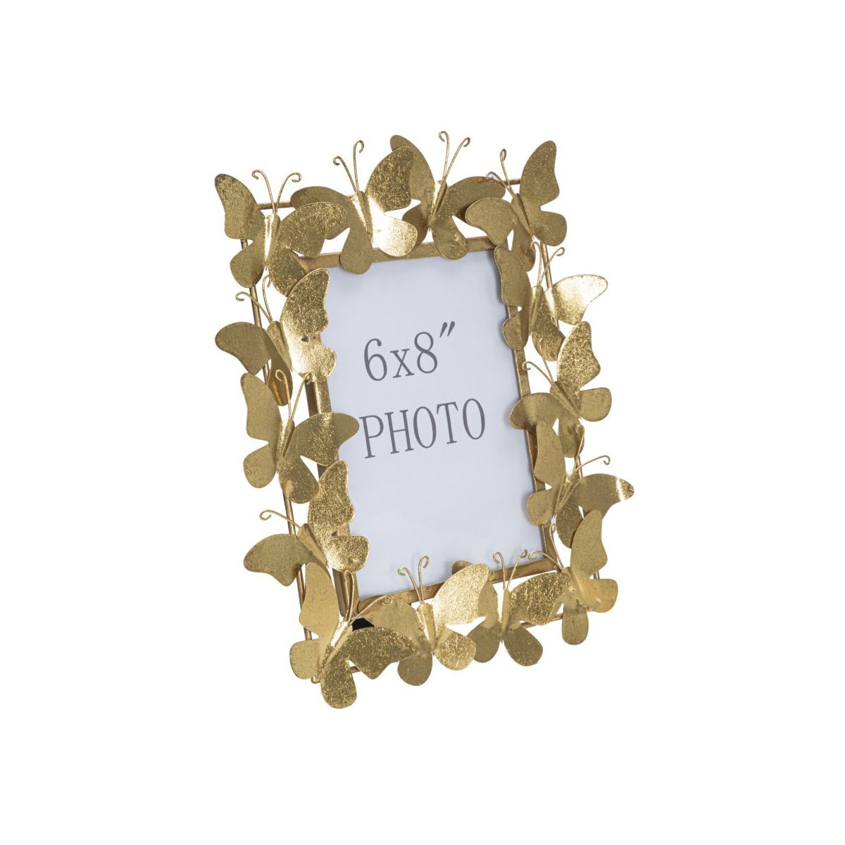 Cadre photo papillons métal or 15x20cm, encadrement décoratif de table doré