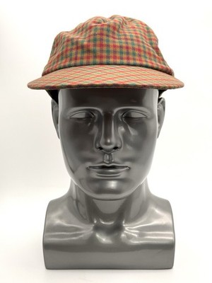 Vintage GAP Plaid Red Orange Green Stretch Back 100% Cotton 6-Panel Hat Size M/L