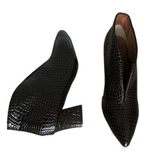 Womens Ankle Boots Chocolate Size UK 5 EU 38 V Cut Snake Print Patent Leather  .