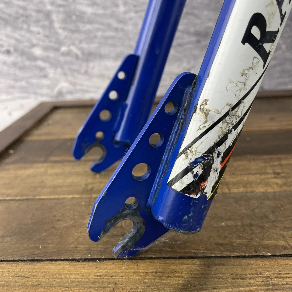 Juego de cuadro de bicicleta BMX Raleigh de colección horquilla 410 acero azul vieja escuela años 80 20 pulgadas Foto 3 de 4