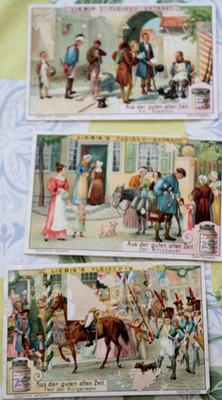 3 x collectible pictures Liebig meat extract from the good old days advertising stamp AE