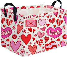 Rectangular Valentines Basket,Baby Gift Basket Empty,Pink Gift Baskets with Hand