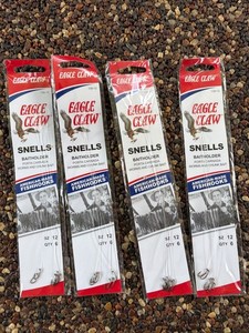 Snelled Eagle Claw 139 Bait Holder Fishing Hooks Size 12, 6 in pack (#4 packs)