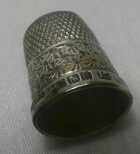 Antique Hallmarked Silver Thimble Stars Old Vintage Sewing Stitching