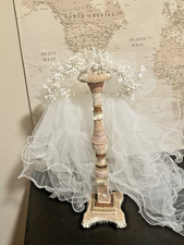 Vintage Custom 1990s Bridal Wedding Veil Beaded Pearl Headband Cascading Tulle