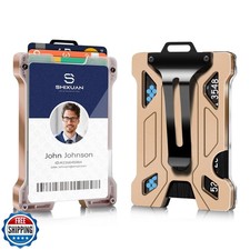 ID Badge Holder with Retractable Clip, Credit Card Holder, Keychain Wallet, N