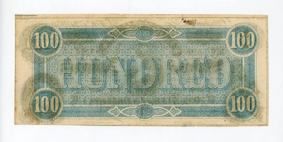 1864 T-65 $100 The Confederate States of America Note - CIVIL WAR Era AU+ - Image 2 of 2