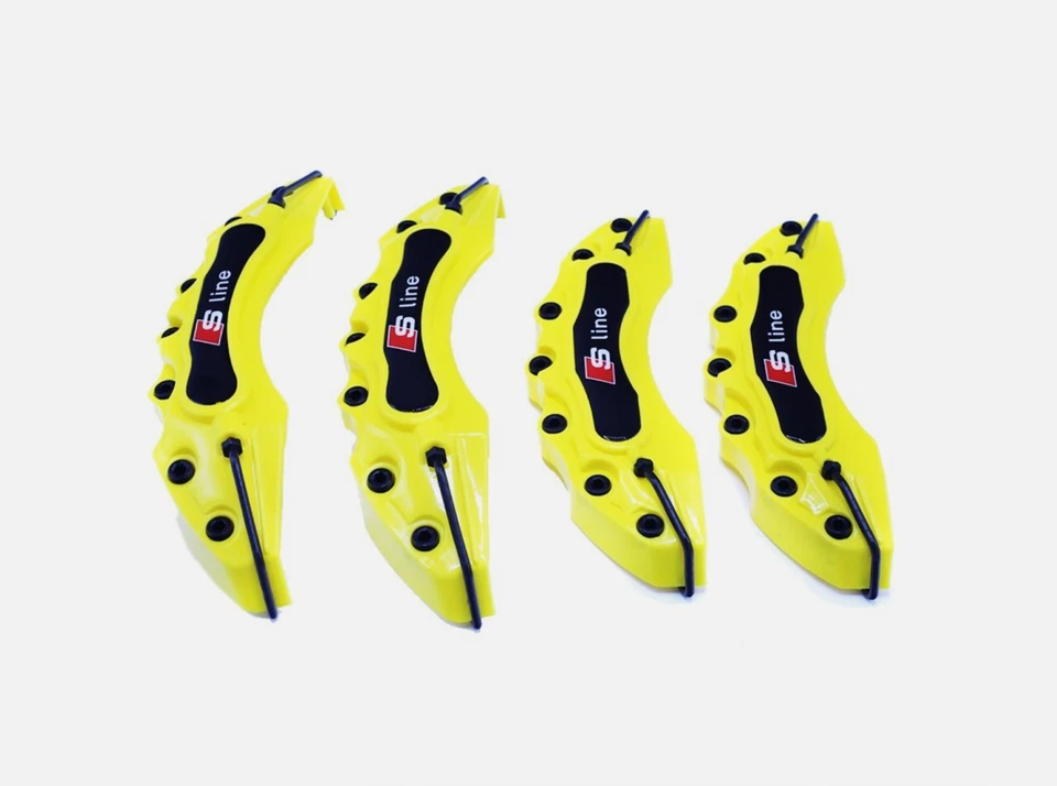 4x Yellow Brake Caliper Covers Sport Upgrade For Audi A1 A3 A4 A5 A6 Q3 Q5 RS Li - Image 3 of 4