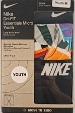 Nike Dri-FIT Essentials Micro Youth Med. Long Boxer Brief 2Pk, Black/White/Gray