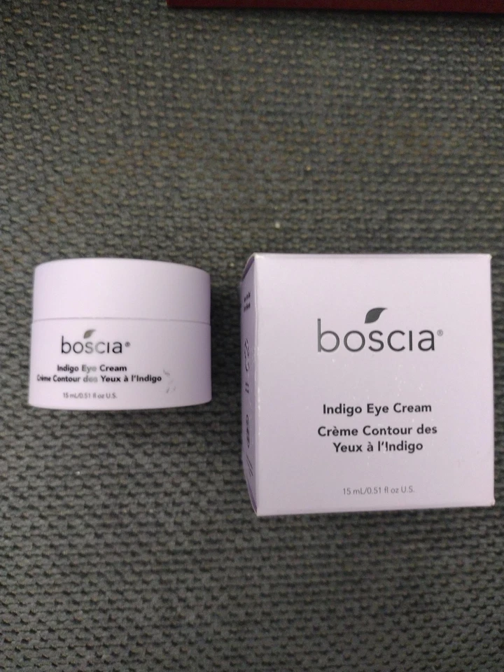 Crema de ojos Boscia Indigo 15 ML 0,51 fl oz tarro calmante hidratante y caja cuidado de la piel Foto 2 de 2