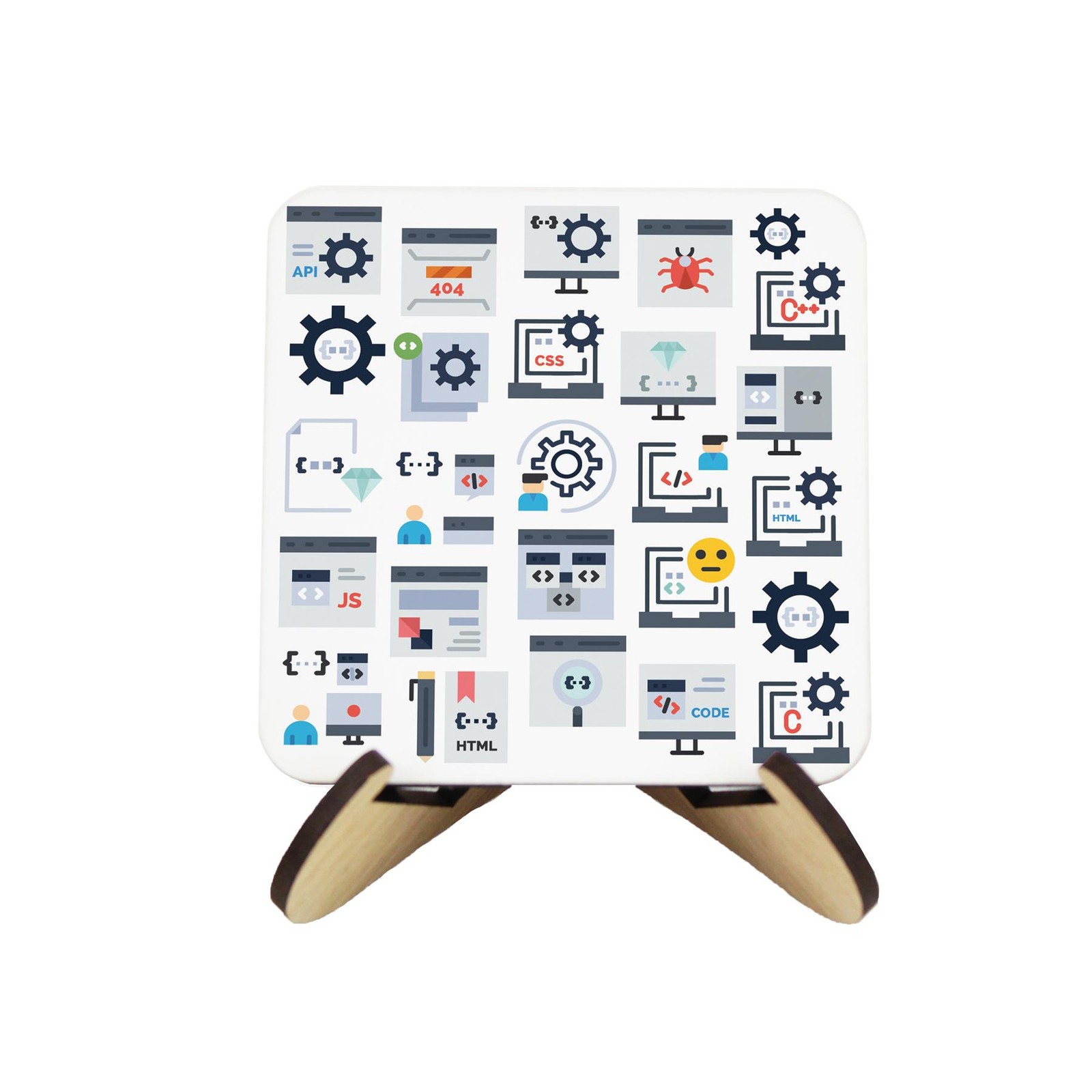 Novelty Programmer Cork Coaster Set & Stand - Gifts for Jobs/Trades - Set of 4