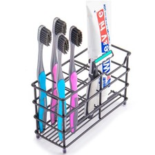 Stainless Steel Toothbrush and Toothpaste Holder for Bathroom 7-Slot Bla