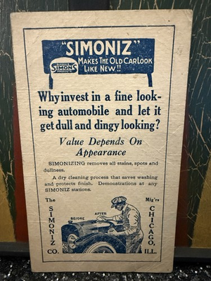 #ad Simons Simoniz Vintage Advertising Trade Card Chicago IL $12.88