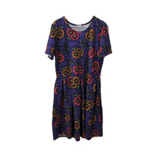 LuLaRoe Purple Floral Knee Length A-Line Dress 3XL Short Sleeve