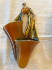 Roseville Pottery Brown Pine Cone Wall Pocket #1273-8" - MINT!