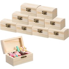 10x Kleine Holz Schatzkiste DIY Geschenkaufbewahrung Dekoration Kindergeburtstag