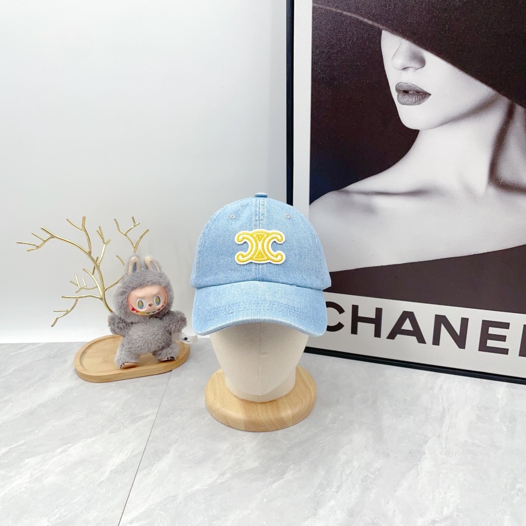 CELINE green denim baseball cap, one size, comes with a dust  display picture 3