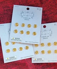 Gold BRASS sew-On Snaps  24 Pieces Small Snaps Notions 