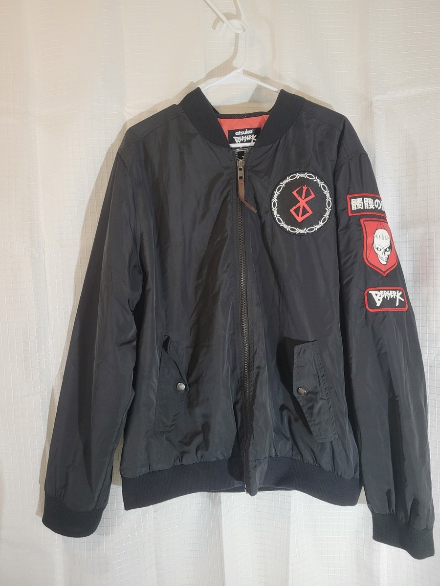 Berserk Jacket Mens XL Black Skull Knight Bomber Windbreaker Coat
