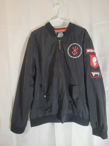 Berserk Jacket Mens XL Black Skull Knight Bomber Windbreaker Coat Anime - product listing photo