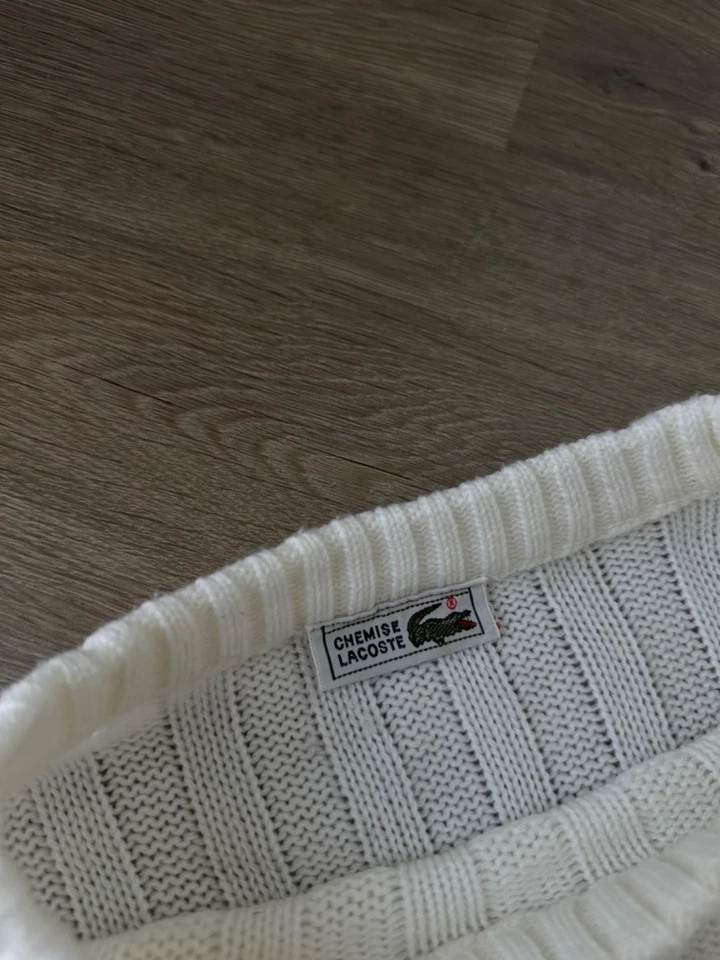 VTG Lacoste White Ribbed Knit Sweater - Image 4 of 4