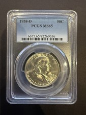 1958-D 50C PCGS MS65. Franklin Half Dollar.