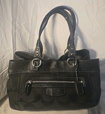 Classic Coach Penelope Signature C Black Jacquard Leather Purse Sachel Bag 14422