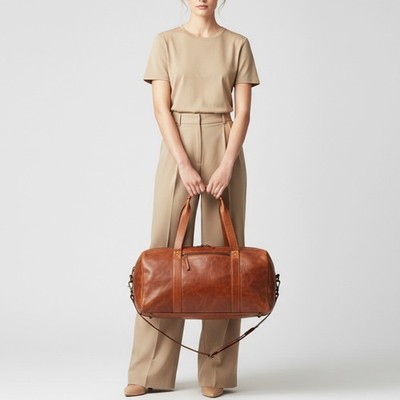 Vintage leather bag shoulder sullen 茶色編み SW Spaghetti Western Swc413Tan Duffel Vintage Handmade Drum Dyed