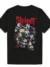 Black Polyester Men's Slipknot Graphic Tee Casual T-Shirt with Skull Design
