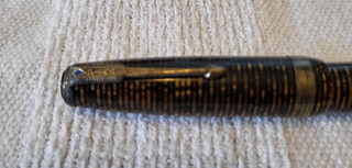 Vtg Parker Vacumatic Major Golden Pearl Celluloid Fountain Pen Blue Diamond Clip