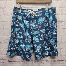 J Crew Flex Swimwear Swim Trunks Board Shorts Mens XL Blue Tropical Pineapples