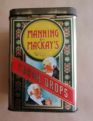 Rechteckige lithographierte Blechdose MANNING & MACKAY'S COUGH DROPS