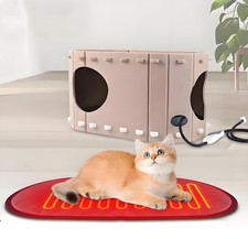 Large Foldable Heating Cat House 23  13  12 inch, Heated Cat House for Indo...