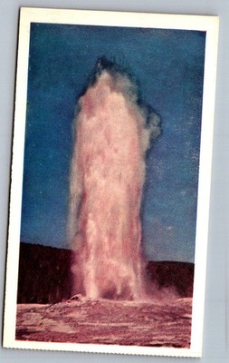 Postcard 1960s Yellowstone NP, WY Old Faithful Night Geyser