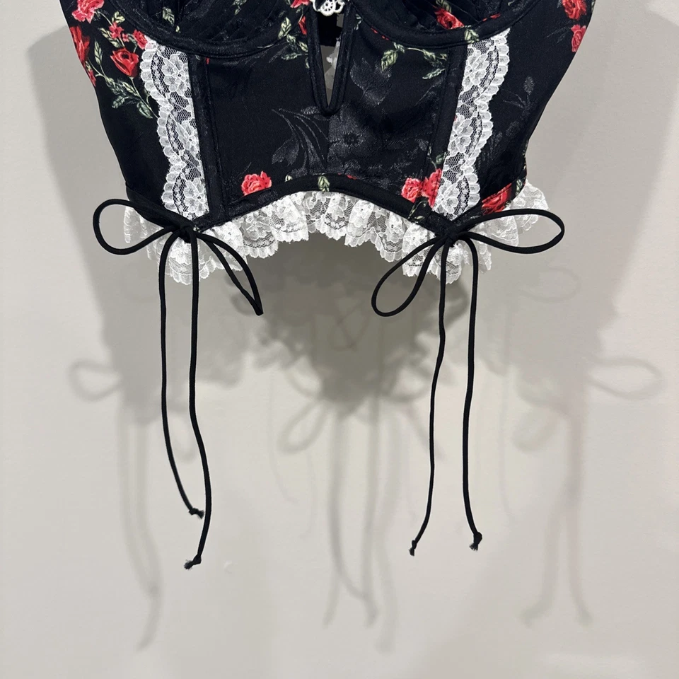 For Love And Lemons June Bustier Black with Roses Small NWOT - Image 2 of 4