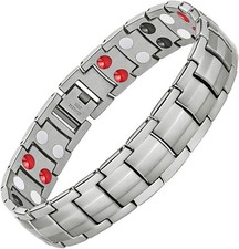 Mens Magnetic Bracelet Titanium Steel Magnetic Bracelet with Double Row 4