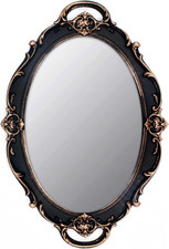 Vintage Mirror Small Wall Mirror Hanging Mirror 14.5 X 10 Inchs Oval Brown