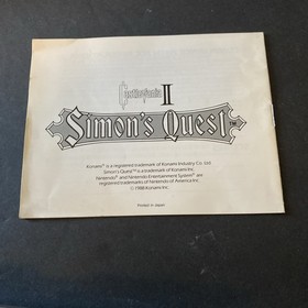Castlevania 2 II: Simon's Quest con manual NES