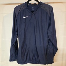 Nike Mens Navy Blue Pullover Windbreaker Jacket Large Embroidered Swoosh