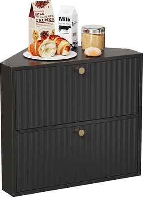 Corner Bread Box for Kitchen Countertop Bamboo Two Layer Large Capacity Bread St