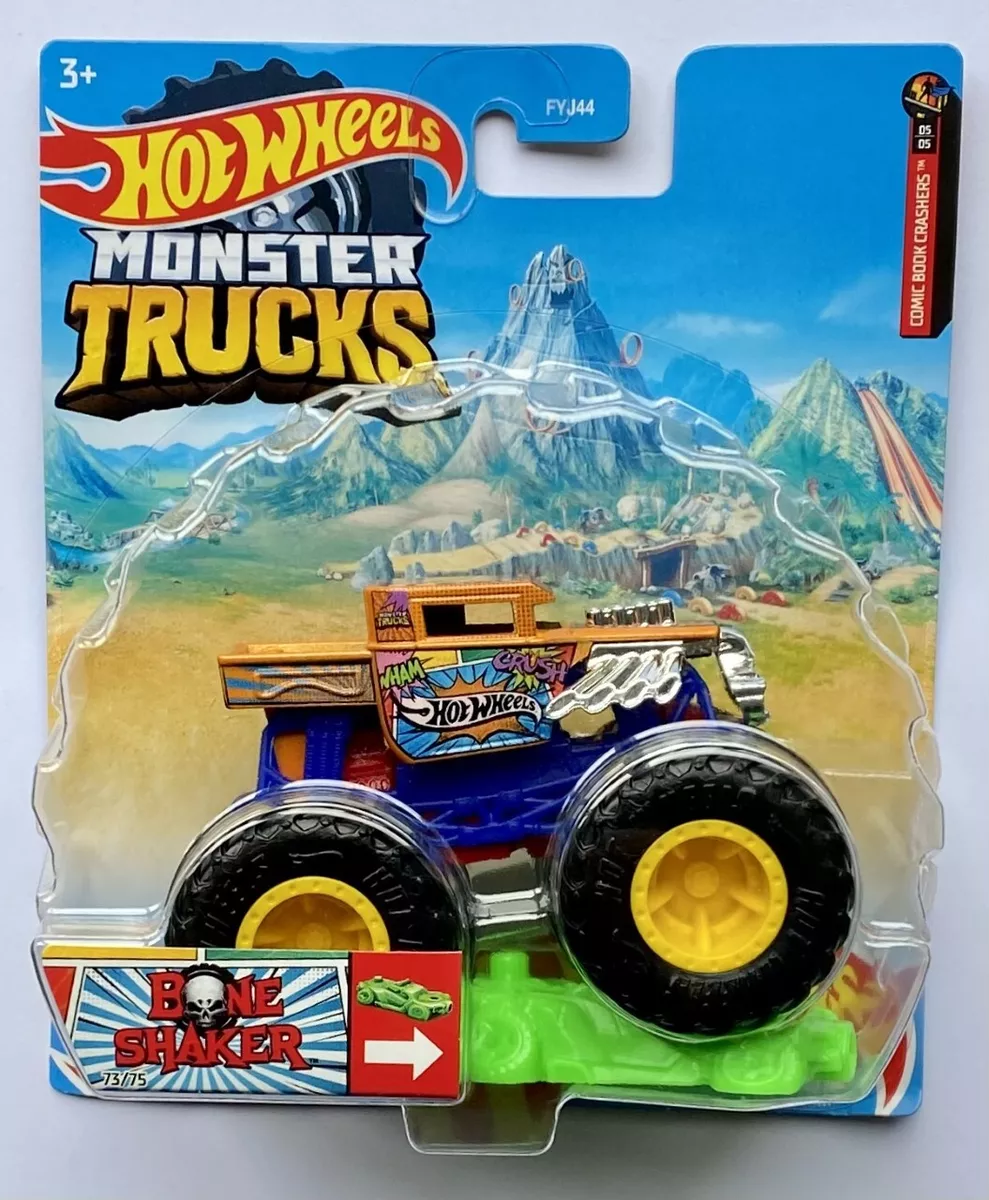 Hot Wheels Monster Trucks BONE SHAKER With Crushable Car Rare